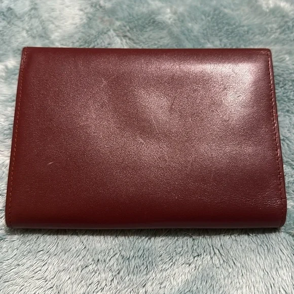 Cartier Burgundy Tri Fold Wallet With Kiss Lock 💋 - Picture 3 of 15